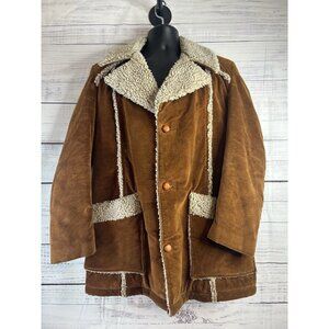 Vintage Sears Sherpa Lined Corduroy Jacket Coat 40L Western Rancher